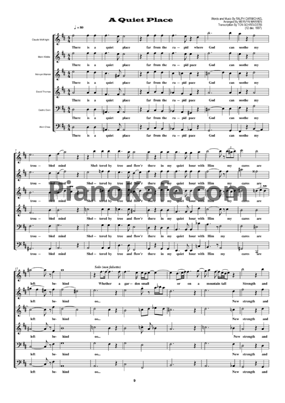 Ноты Take 6 - A quiet place (Версия 2) - PianoKafe.com
