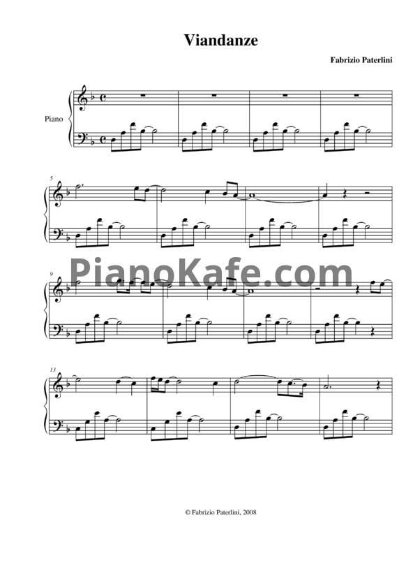 Ноты Fabrizio Paterlini - Viandanze - PianoKafe.com