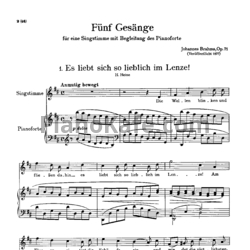 Ноты И. Брамс - Пять напевов (Op. 71) - предпросмотр