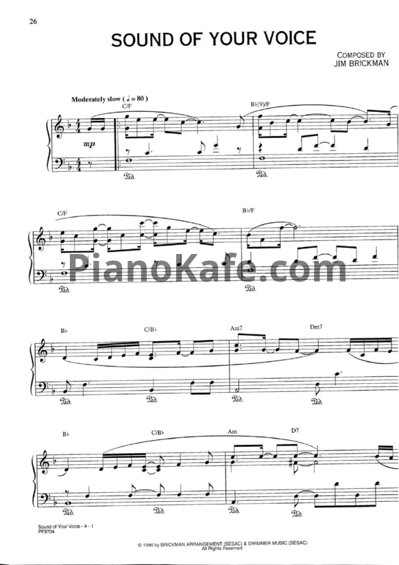 Ноты Jim Brickman - Sound of your voice - PianoKafe.com