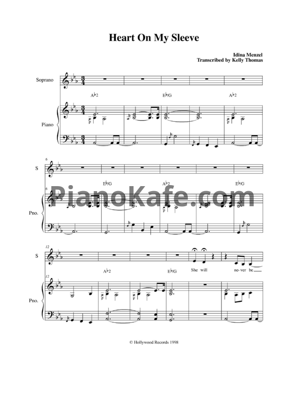 Ноты Idina Menzel - Heart On My Sleeve - PianoKafe.com