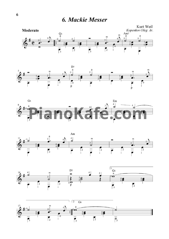 Ноты Kurt Weil - Mackie Messer - PianoKafe.com