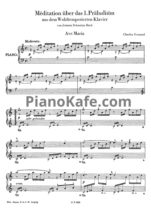 Ноты Charles Gounod - Аве Мария (Медитация на прелюдию C-dur из 1 тома ХТК И. С. Баха) - PianoKafe.com