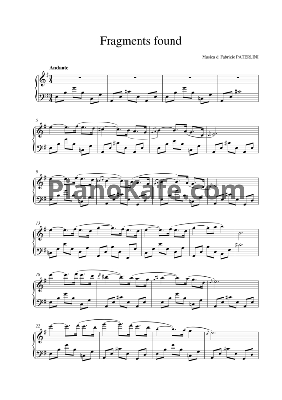 Ноты Fabrizio Paterlini - Fragments found - PianoKafe.com
