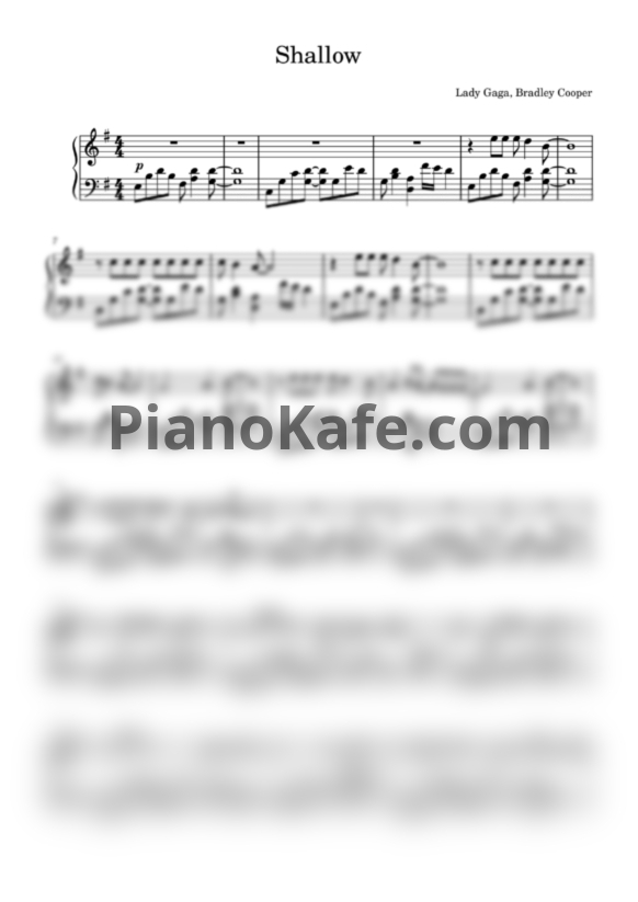 Ноты Lady Gaga & Bradley Cooper - Shallow (Play The Piano cover) - PianoKafe.com