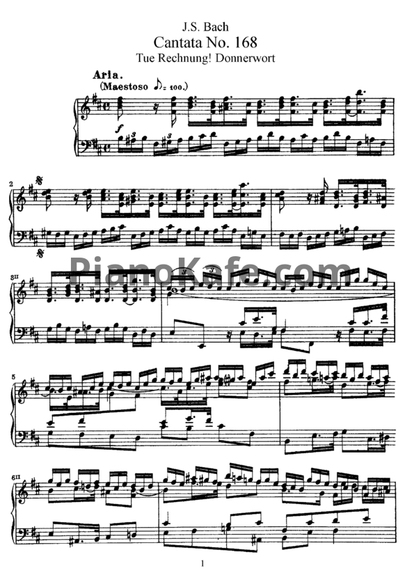 Ноты И. Бах - Кантата №168 "Tue rechnung! Donnerwort" (BWV 168) - PianoKafe.com