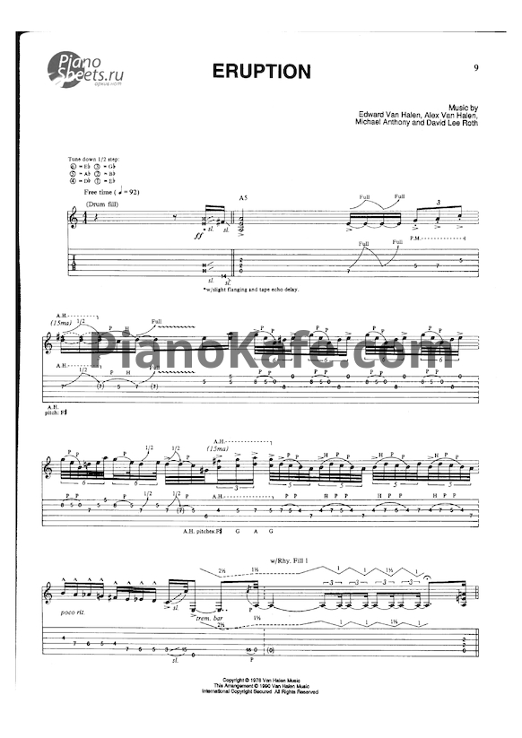 Ноты Van Halen - Eruption - PianoKafe.com