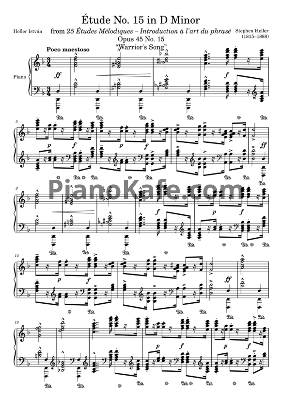 Ноты Стефан Хеллер - Этюд (Op. 45, №15) ре минор - PianoKafe.com