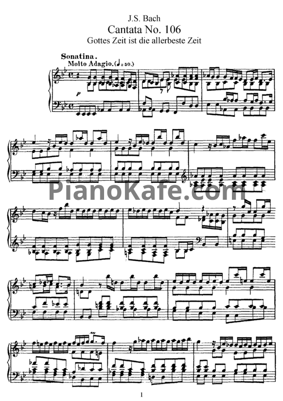 Ноты И. Бах - Кантата №106 "Gottes zeit ist die allerbeste zeit" (BWV 106) - PianoKafe.com