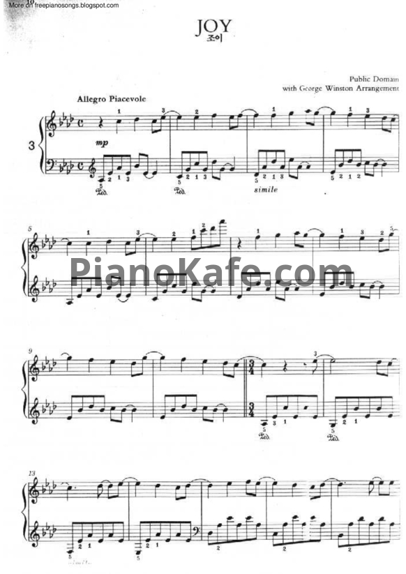 Ноты George Winston - Joy - PianoKafe.com