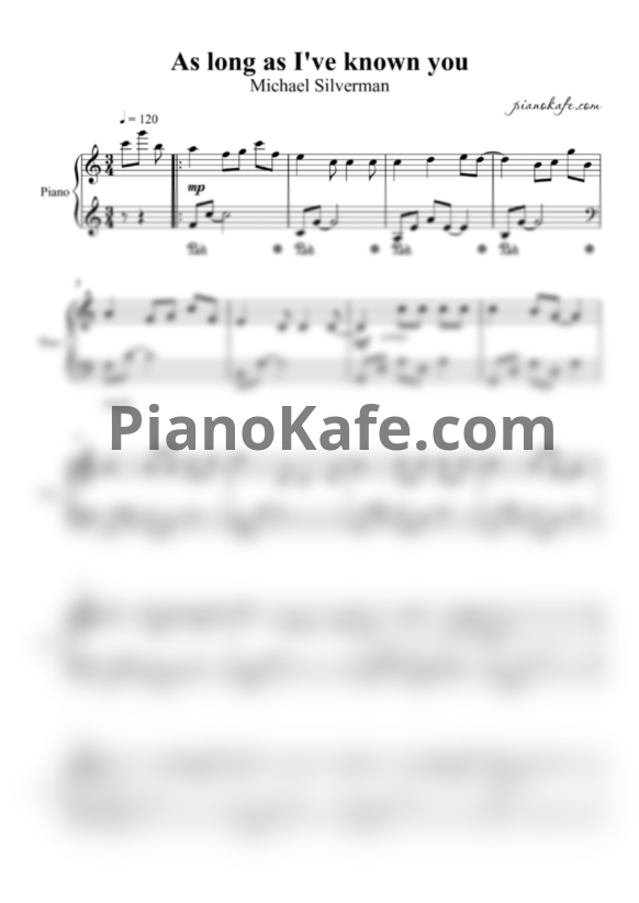 Ноты Michael Silverman - As long as I've known you - PianoKafe.com
