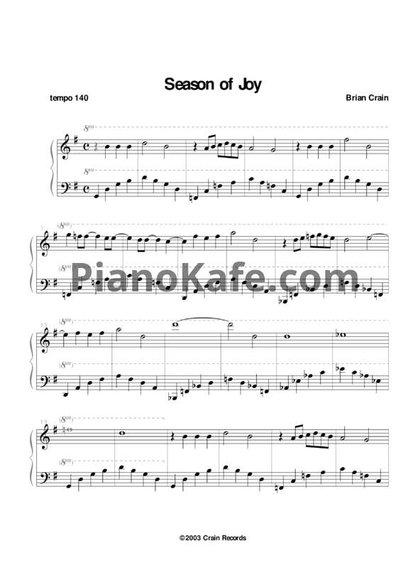 Ноты Brian Crain - Season of Joy - PianoKafe.com