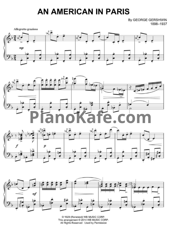 Ноты George Gershwin - An american in Paris - PianoKafe.com