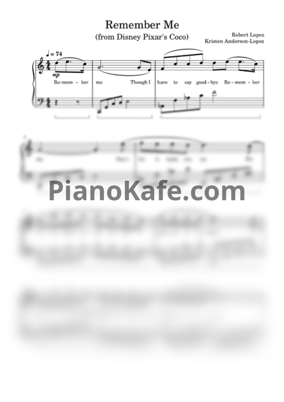 Ноты Kristen Anderson-Lopez & Robert Lopez - Remember me - PianoKafe.com