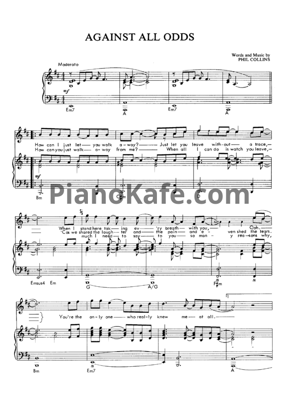 Ноты Phil Collins - Agains allodds - PianoKafe.com