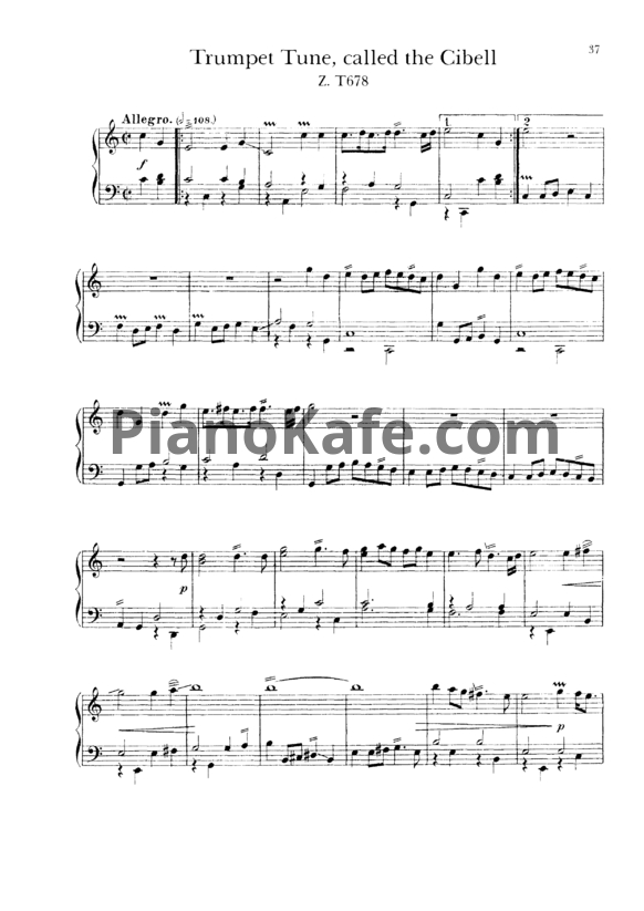 Ноты Генри Пёрселл - Trumpet Tune called the Cibell (Z T678) - PianoKafe.com