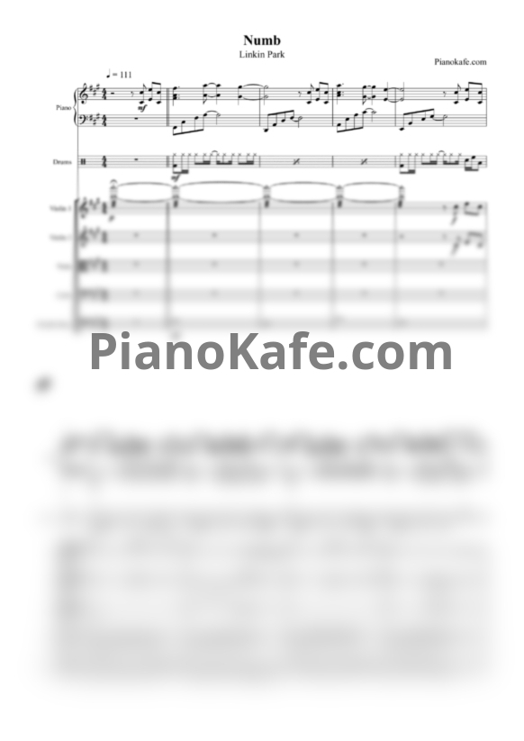 Ноты Linkin Park - Numb (Партитура и партии) - PianoKafe.com