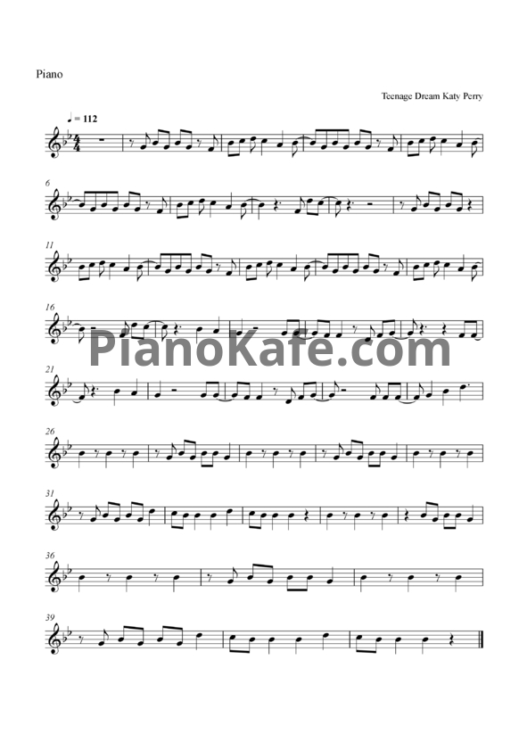 Ноты Katy Perry - Teenage dream - PianoKafe.com