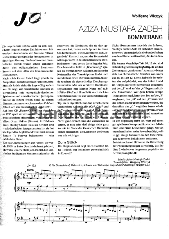Ноты Aziza Mustafa Zadeh - Bommerang - PianoKafe.com