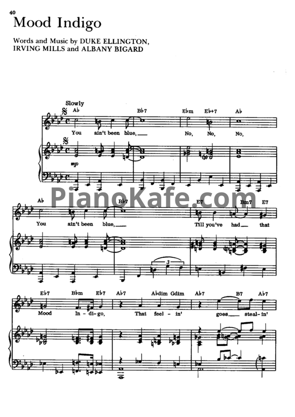 Ноты Duke Ellington - Mood Indigo - PianoKafe.com
