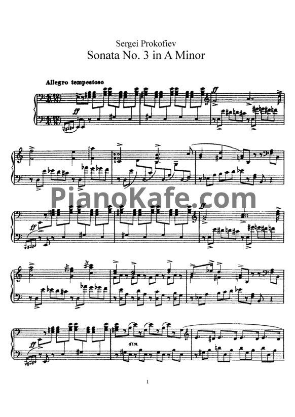 Ноты Сергей Прокофьев - Соната №3 ля минор (Op. 28) - PianoKafe.com