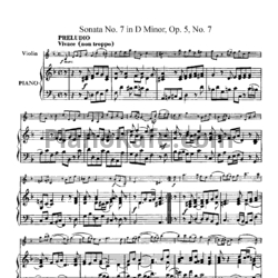 Ноты А. Корелли - Соната №7 ре минор (Op. 5, №7) - предпросмотр