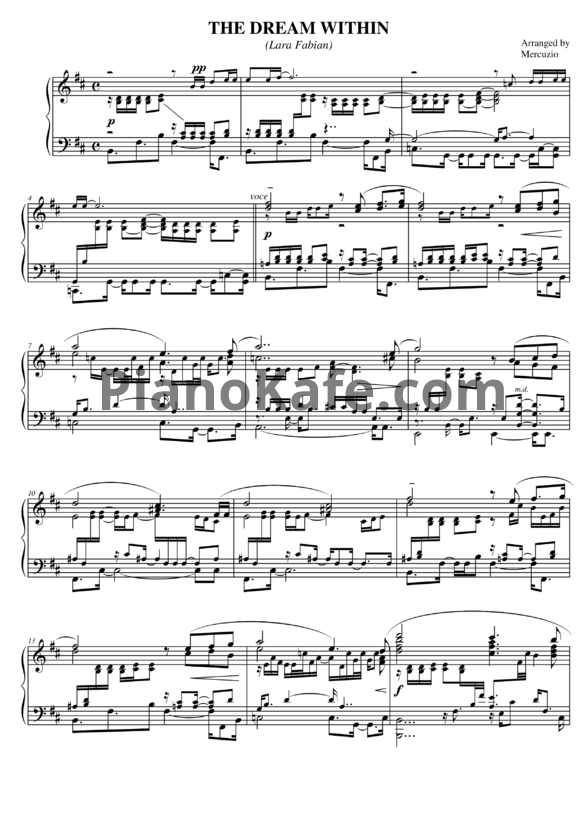 Ноты Lara Fabian - The dream within - PianoKafe.com