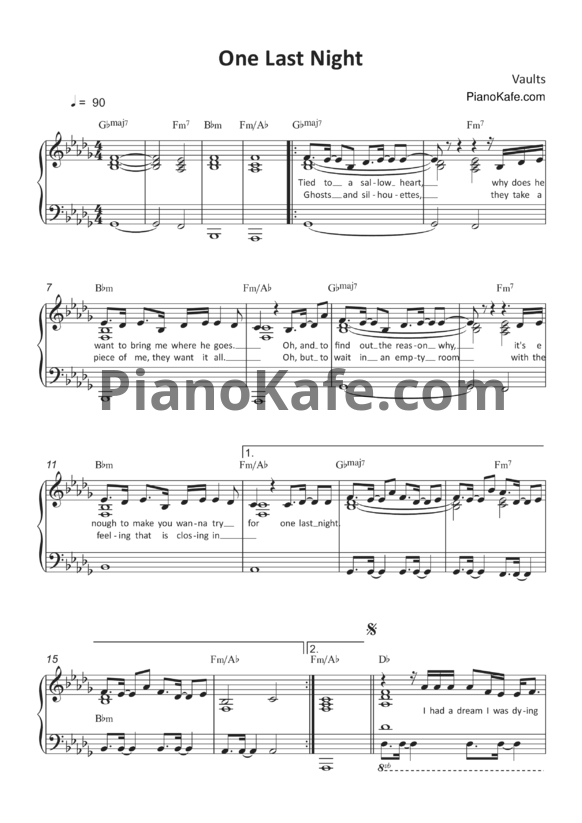 Ноты Vaults - One Last Night - PianoKafe.com