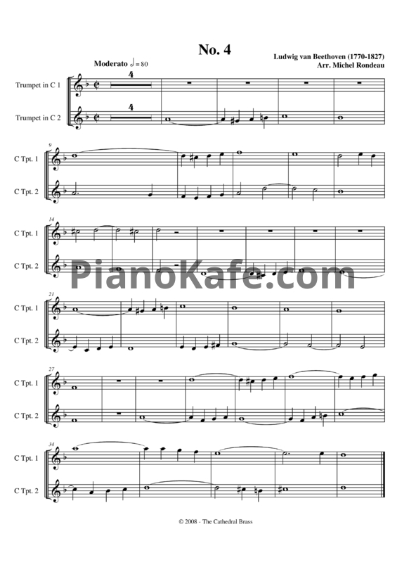Ноты Л. В. Бетховен - Fifteen Fugues for Brass No. 4 - PianoKafe.com