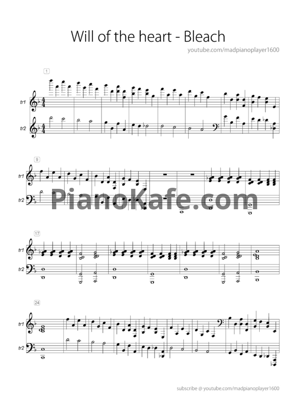 Ноты Shiro Sagisu - Will of the heart - PianoKafe.com