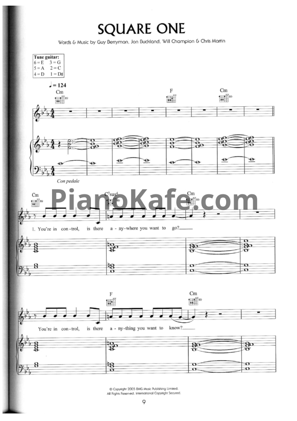 Ноты Coldplay - Square one - PianoKafe.com