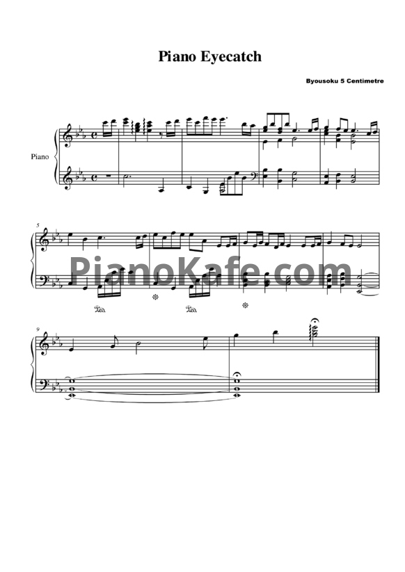 Ноты Tenmon - Piano eyecatch, ноты к аниме "5 сантиметров в секунду" - PianoKafe.com