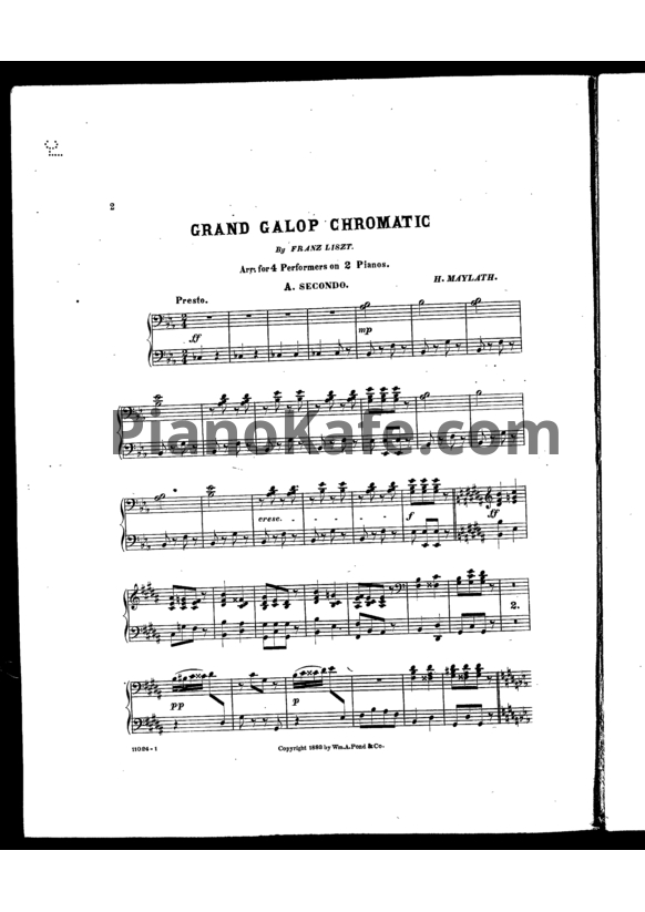 Ноты Ференц Лист - Большой хроматический галоп (8 рук) - PianoKafe.com
