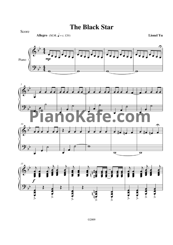Ноты Lionel Yu - The black star - PianoKafe.com
