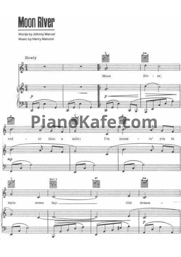 Ноты Dean Martin - Moon river - PianoKafe.com