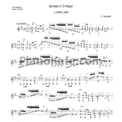 Ноты Д. Скарлатти - Соната K490/L206 - предпросмотр