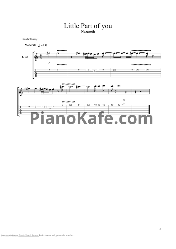 Ноты Nazareth - Little part of you - PianoKafe.com