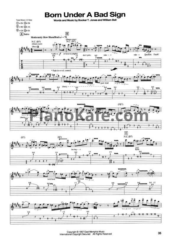 Ноты Jimi Hendrix - Born under a bad sign - PianoKafe.com