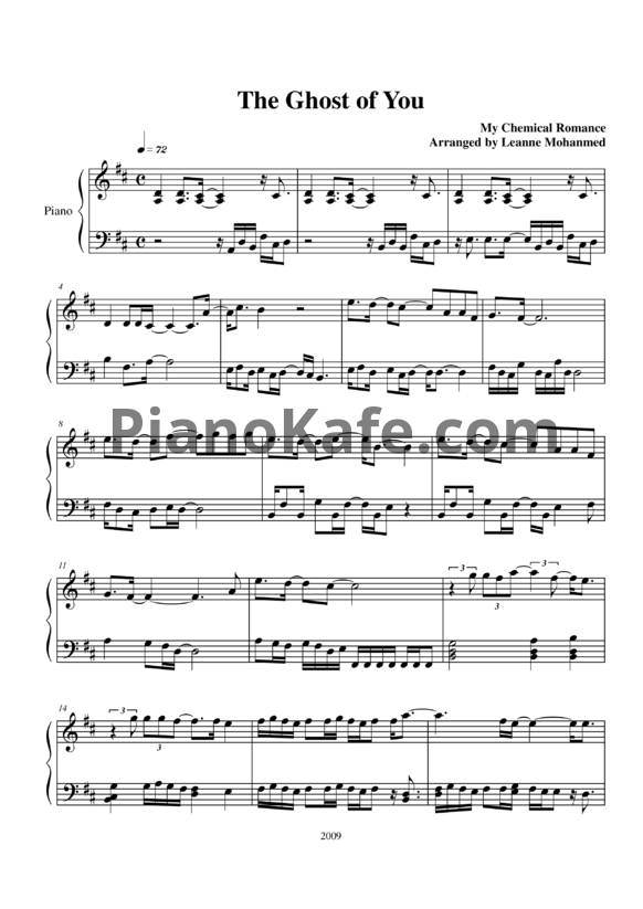 Ноты My Chemical Romance - The ghost of you - PianoKafe.com