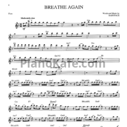Ноты Toni Braxton - Breathe again (Переложение для флейты) - предпросмотр