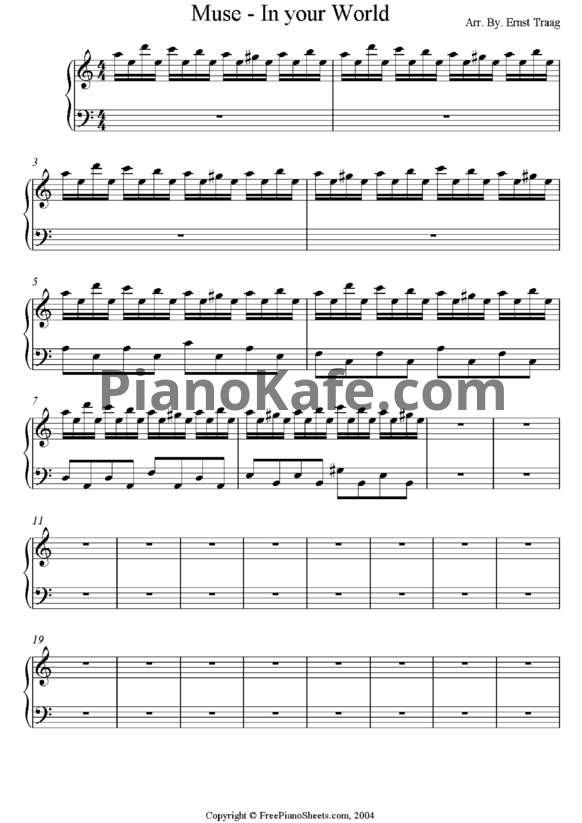 Ноты Muse - In your world - PianoKafe.com