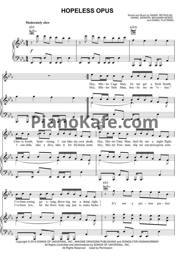 Ноты Imagine Dragons - Hopeless opus - PianoKafe.com