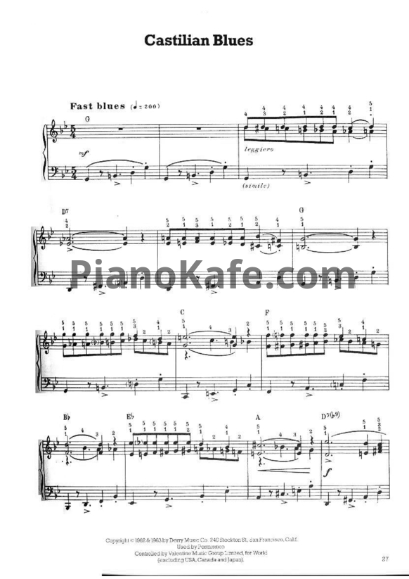 Ноты Dave Brubeck - Castilian blues - PianoKafe.com