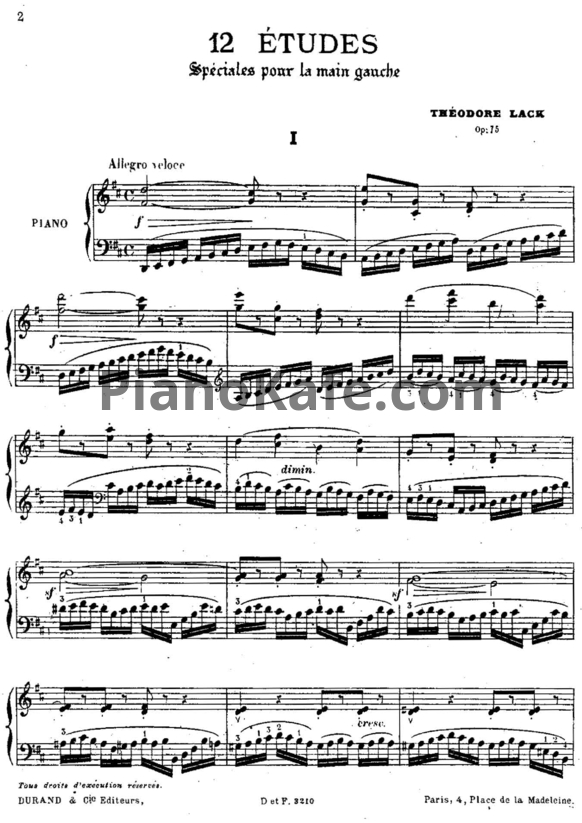 Ноты Т. Лак - Специальные этюды для левой руки (Соч. 75) - PianoKafe.com
