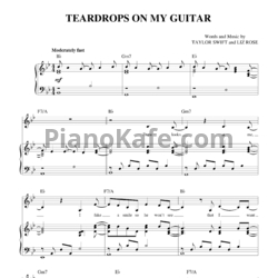 Ноты Taylor Swift - Teardrops on my guitar - предпросмотр