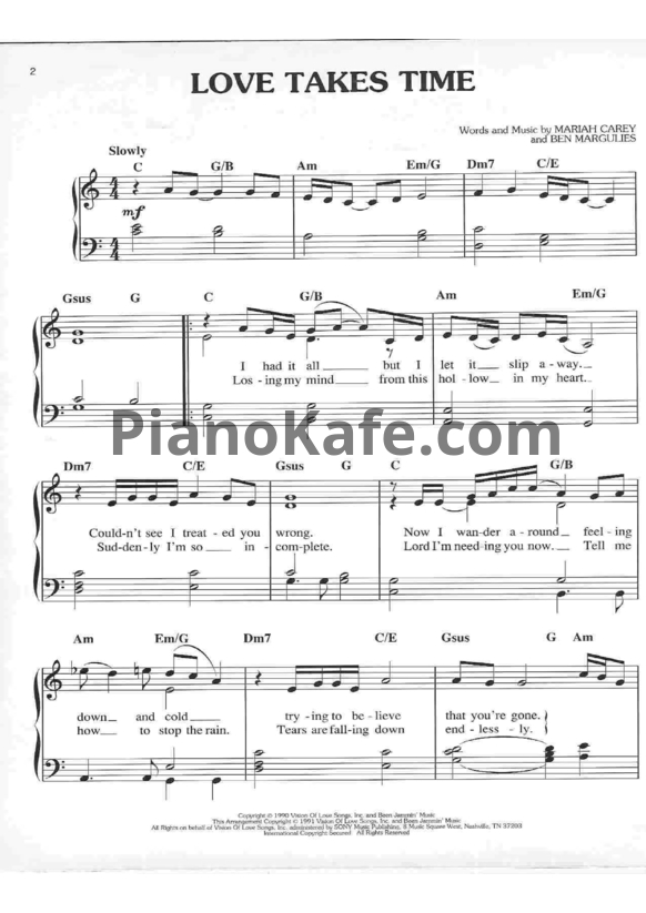 Ноты Mariah Carey - Love takes time - PianoKafe.com