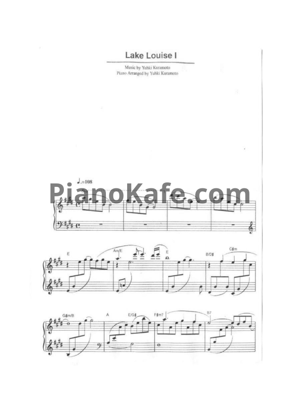 Ноты Yuhki Kuramoto - Lake Louise 1 - PianoKafe.com