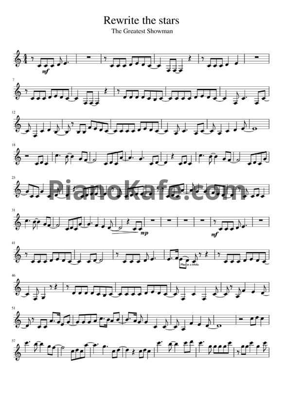 Ноты Zac Efron & Zendaya - Rewrite the stars - PianoKafe.com