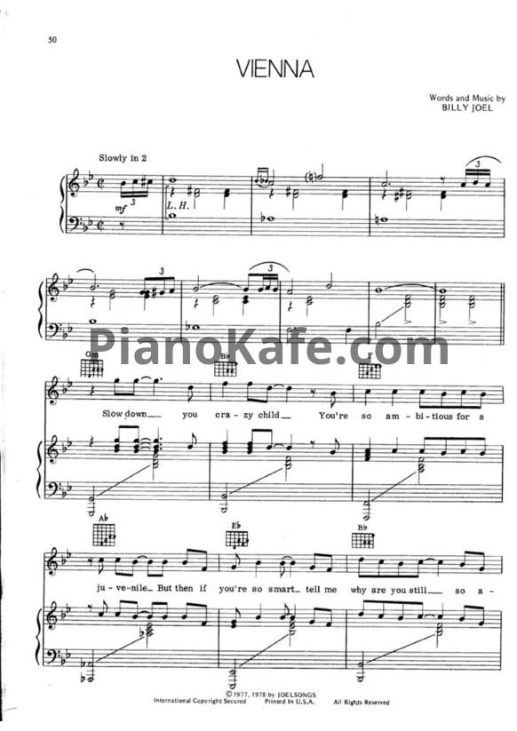Ноты Billy Joel - Vienna - PianoKafe.com