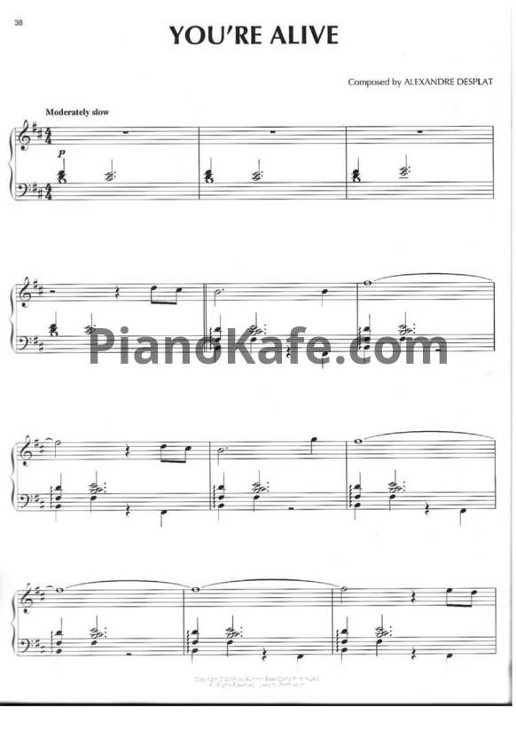 Ноты Alexandre Desplat - You're alive - PianoKafe.com